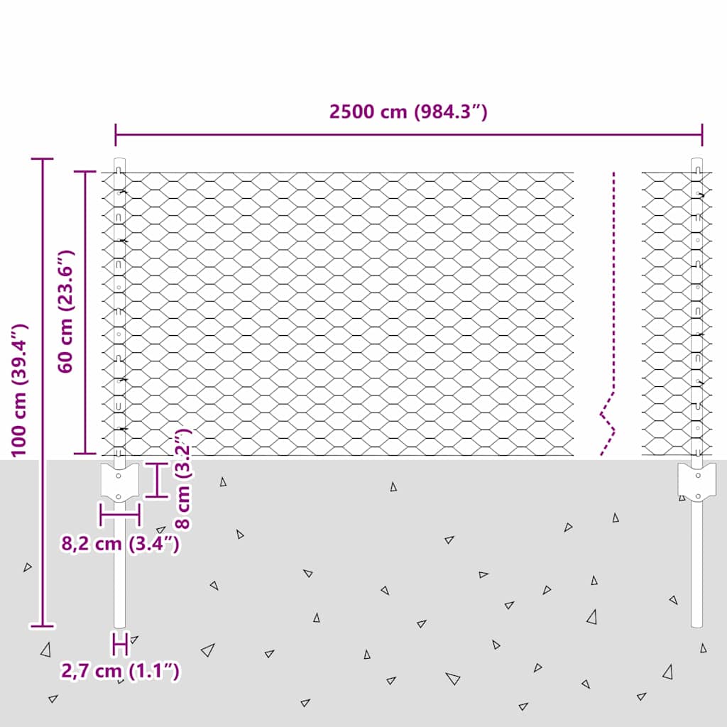 Zavarena žičana ograda 25 x 0,6 m (Š x V) Vruće pocinčani čelik