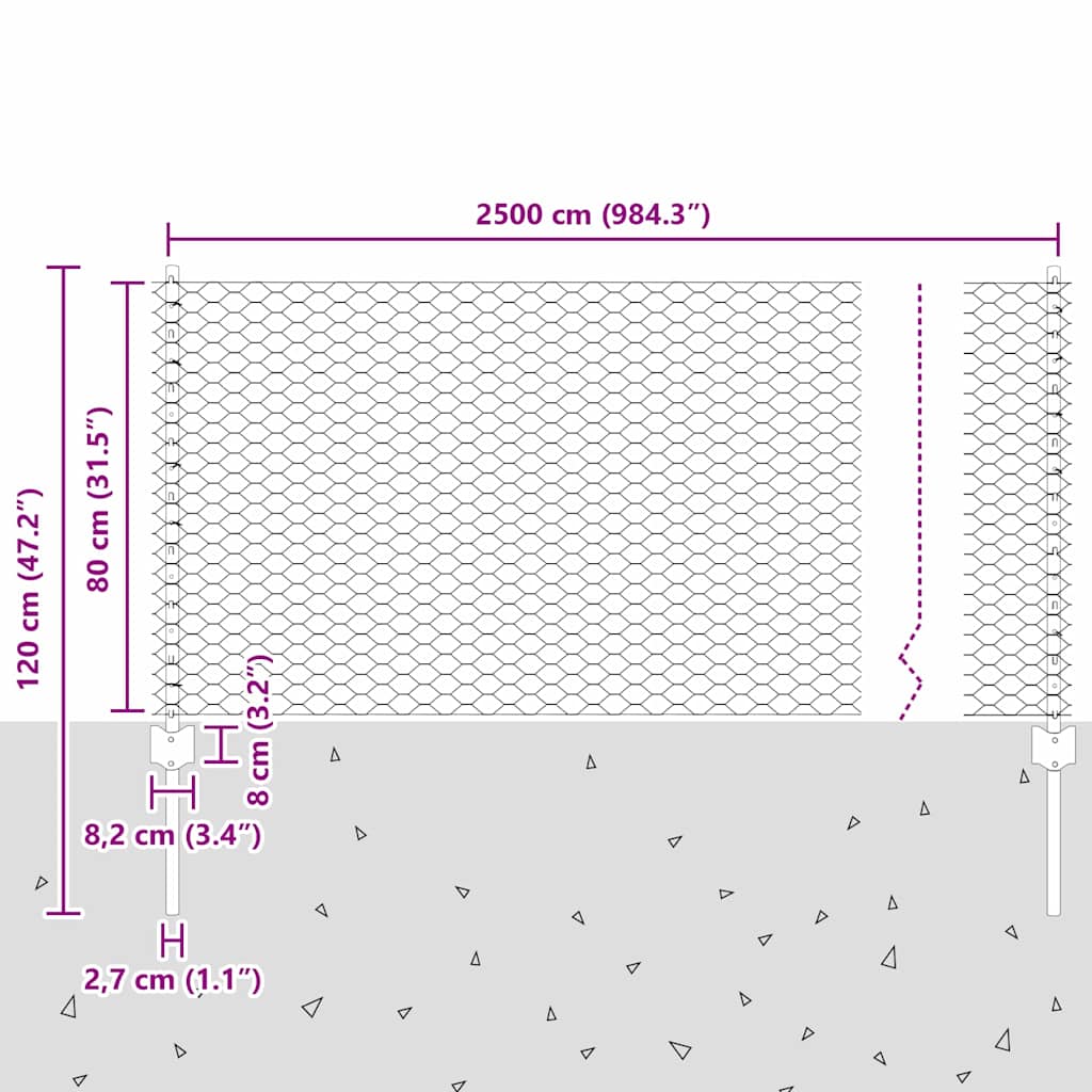 Zavarena žičana ograda 25 x 0,8 m (Š x V) Vruće pocinčani čelik
