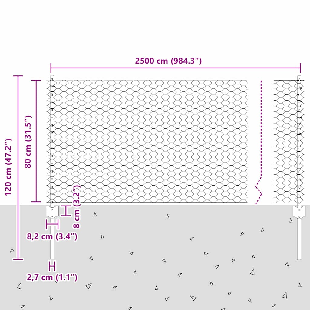 Zavarena žičana ograda 25 x 0,8 m (Š x V) Vruće pocinčani čelik