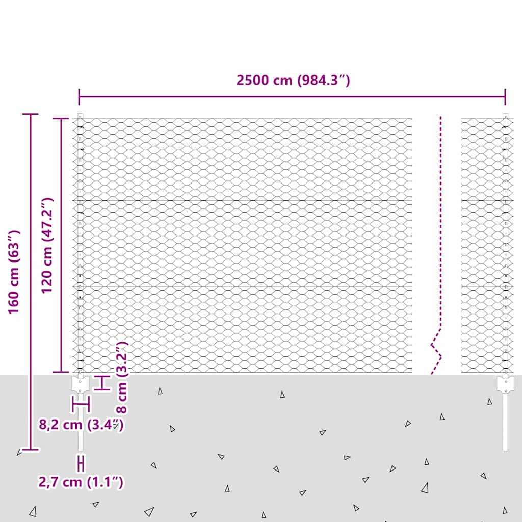 Zavarena žičana ograda 25 x 1,2 m (Š x V) Vruće pocinčani čelik