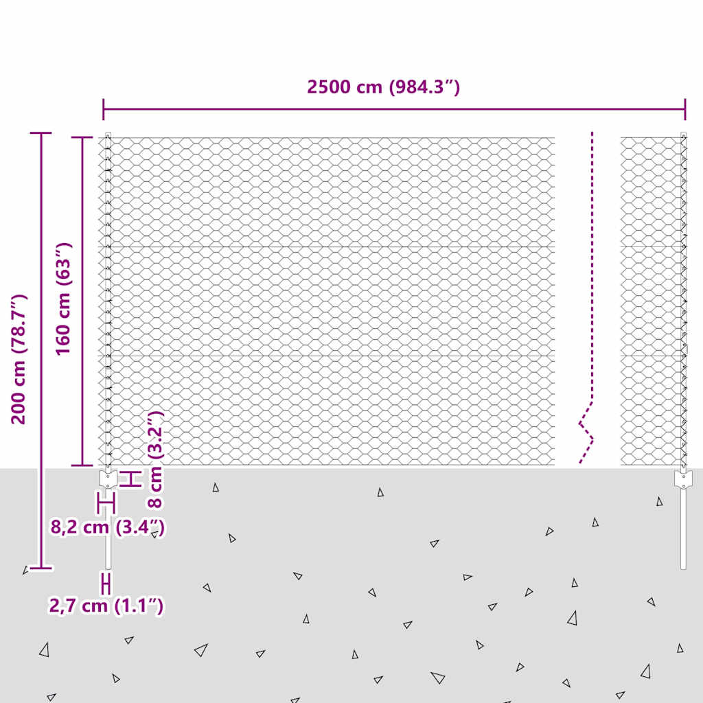 Zavarena žičana ograda 25 x 1,6 m (Š x V) Vruće pocinčani čelik
