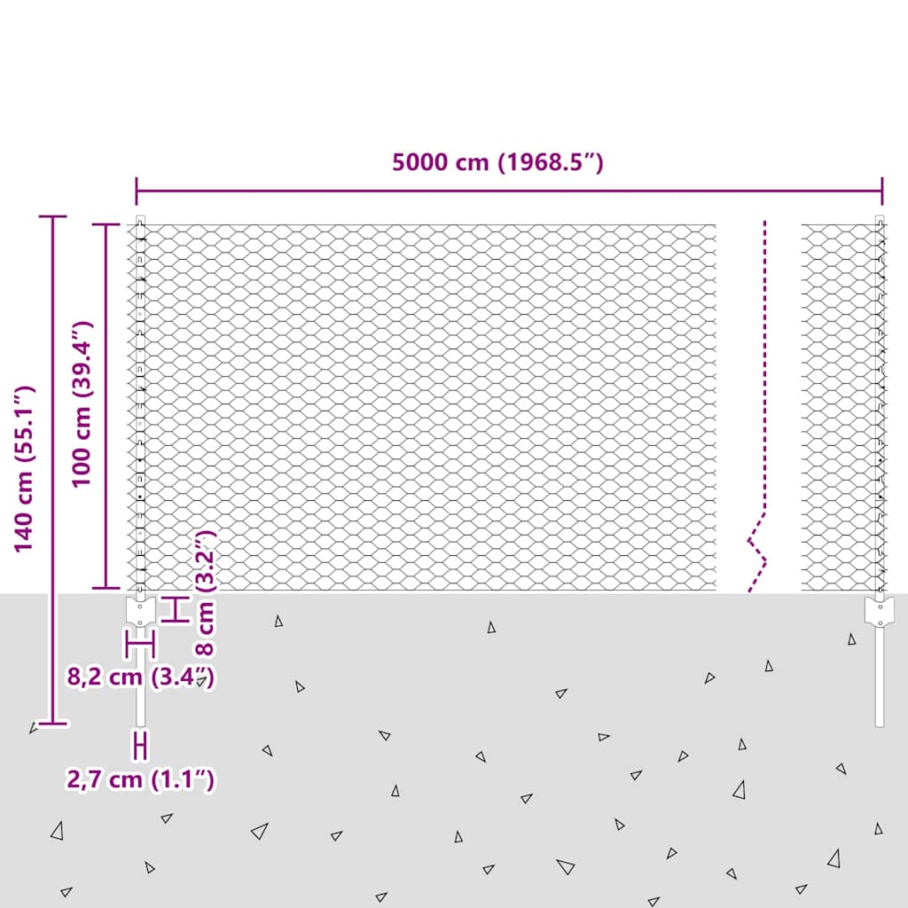 Zavarena žičana ograda 50 x 1 m (Š x V) Vruće pocinčani čelik