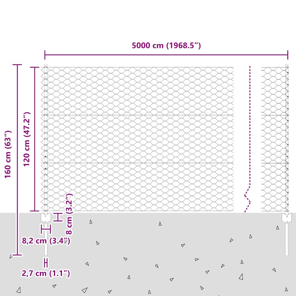 Zavarena žičana ograda 50 x 1,2 m (Š x V) Vruće pocinčani čelik