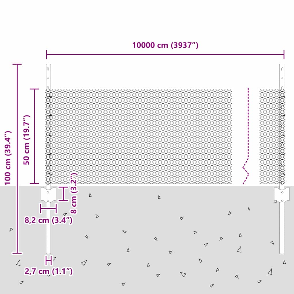 Zavarena žičana ograda 100 x 0,5 m (Š x V)