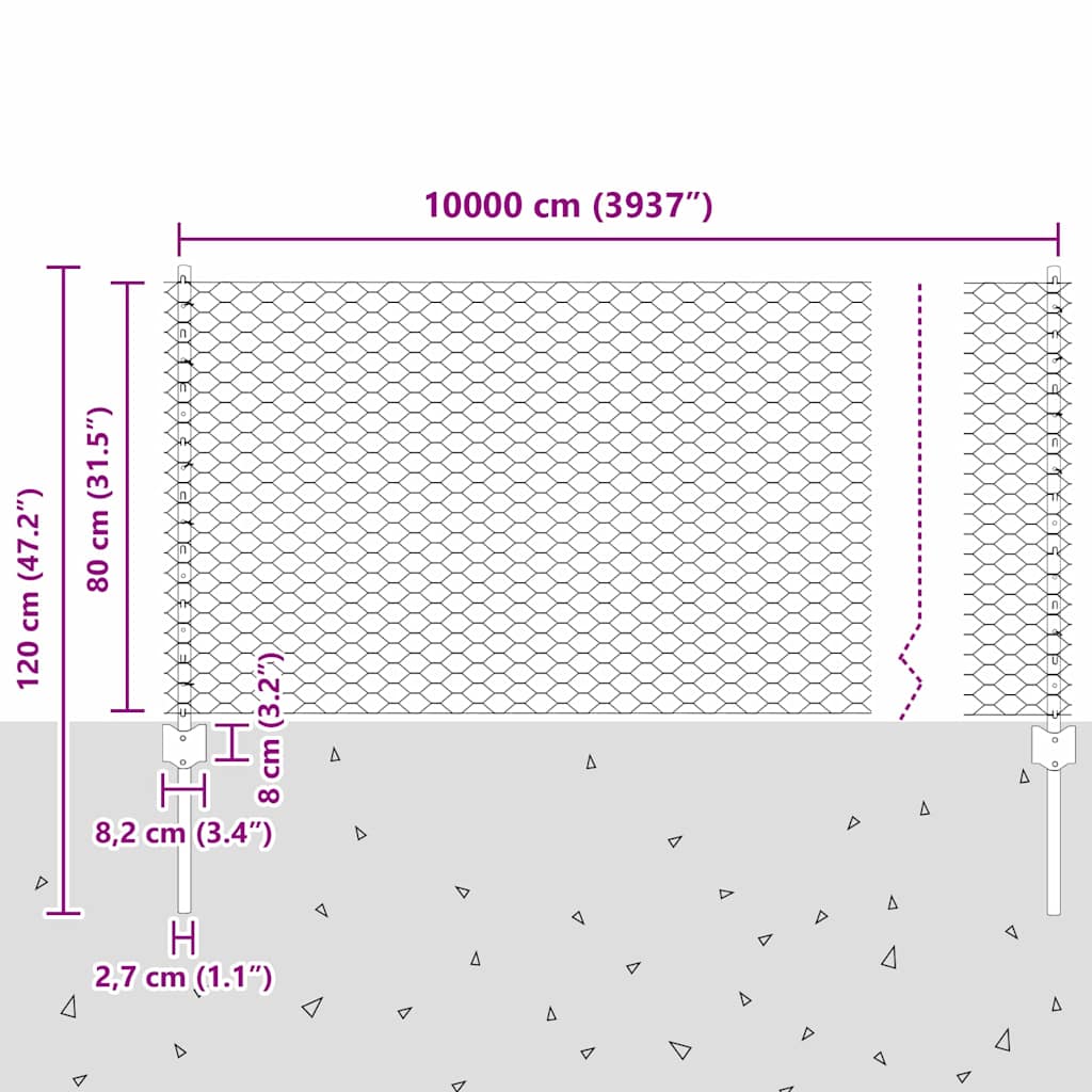 Zavarena žičana ograda 100 x 0,8 m (Š x V)