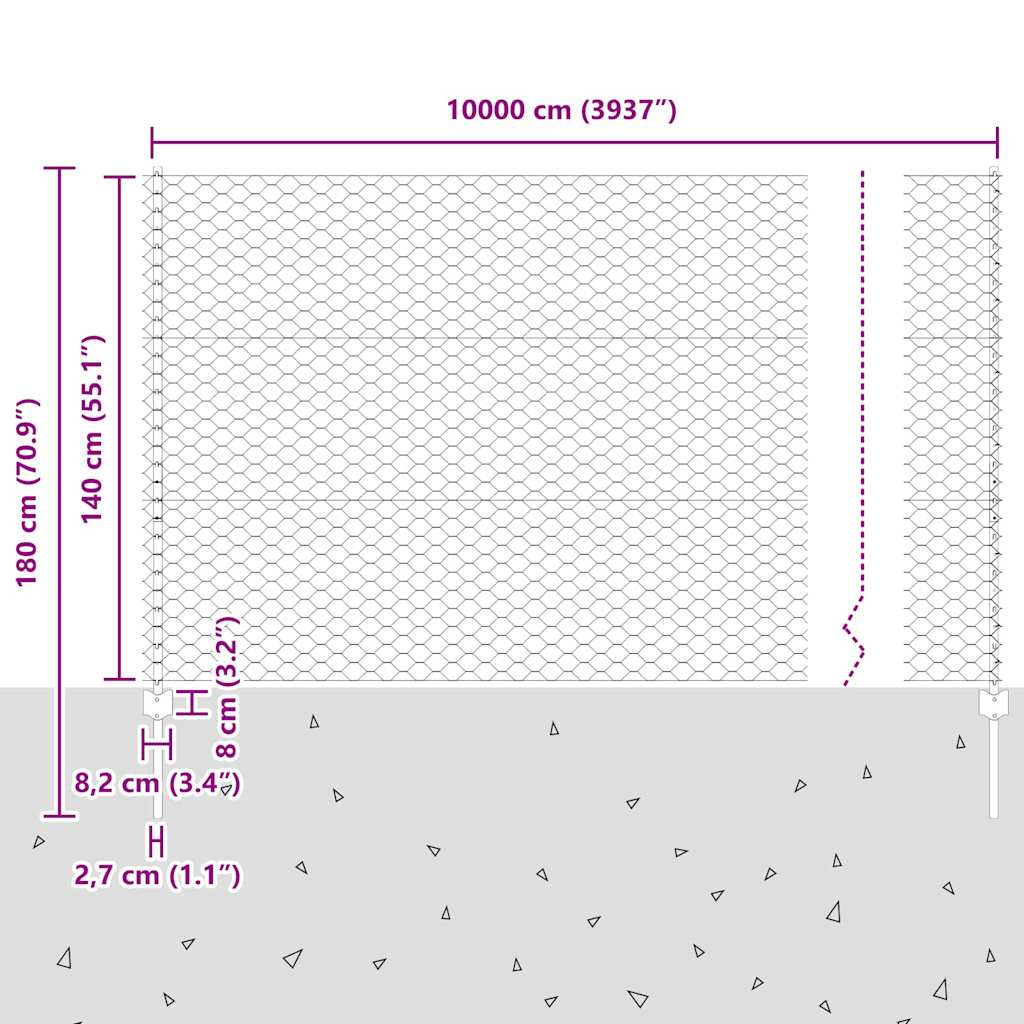 Zavarena žičana ograda 100 x 1,4 m (Š x V)