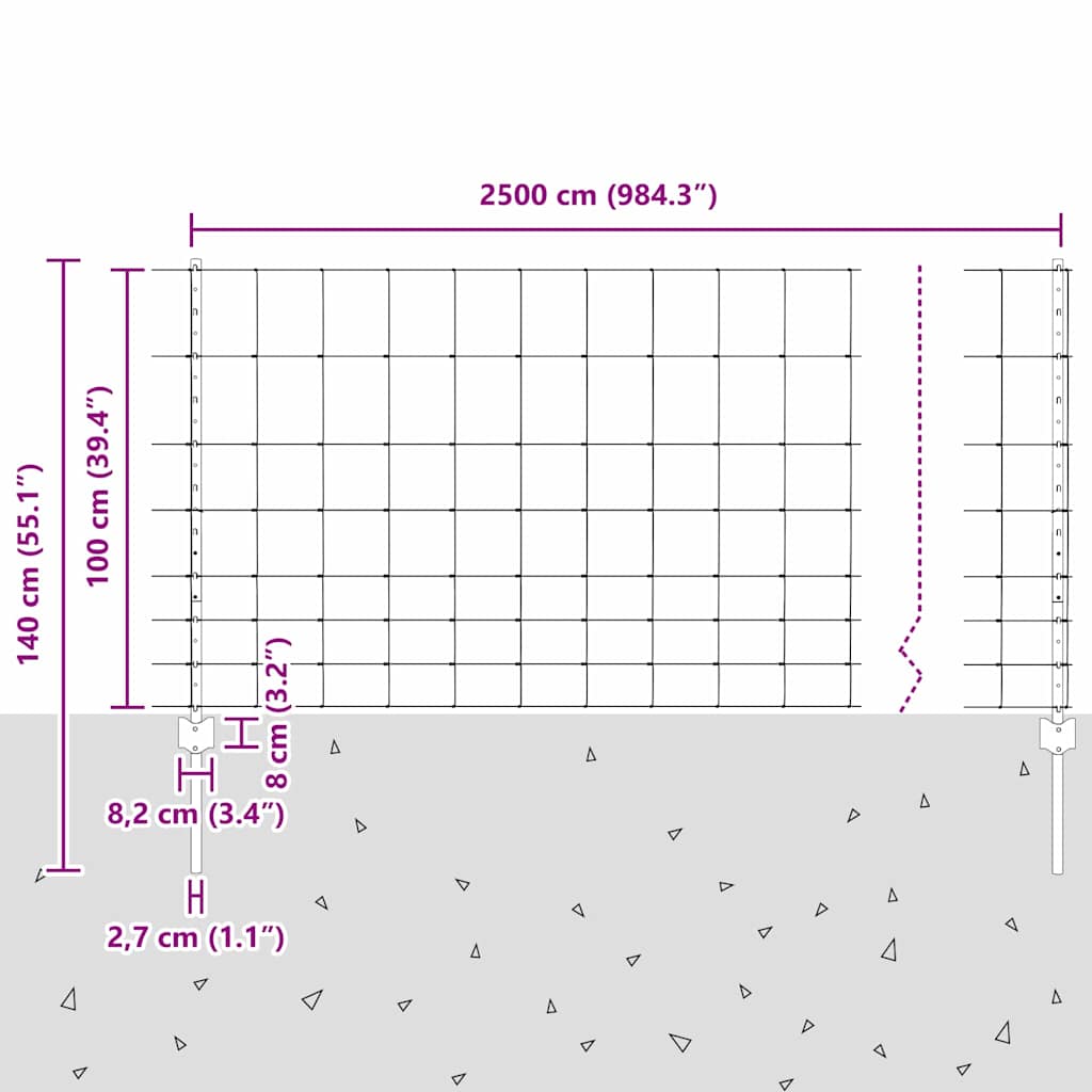 Divlja Ograde s Stupovima 25 x 1 m (Š x V)
