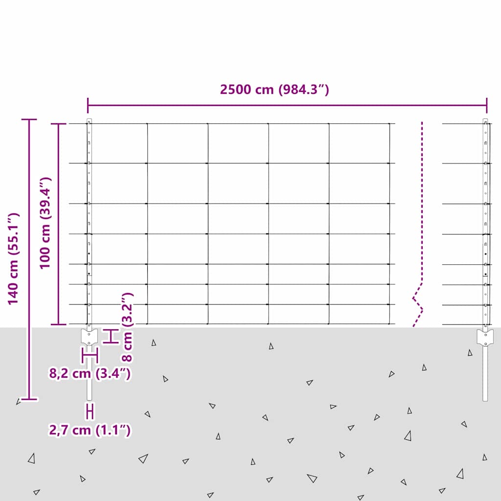 Divlja Ograde s Stupovima 25 x 1 m (Š x V)