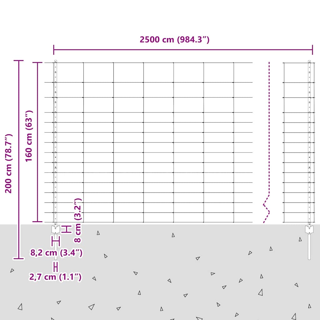 Divlja Ograde s Stupovima 25 x 1,6 m (Š x V)