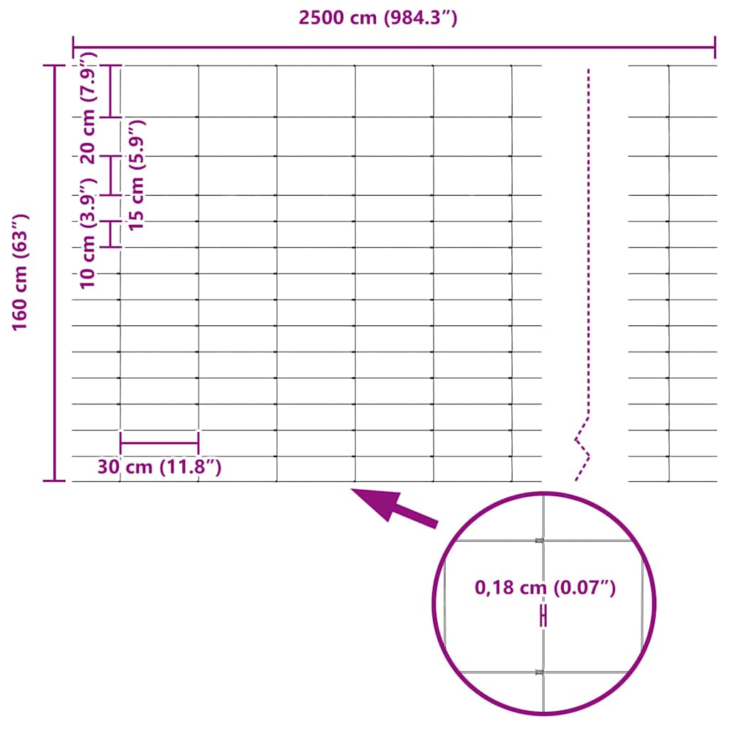 Divlja Ograde s Stupovima 25 x 1,6 m (Š x V)