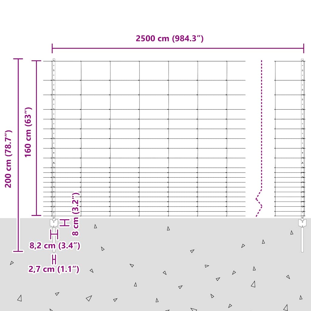 Divlja Ograde s Stupovima 25 x 1,6 m (Š x V)