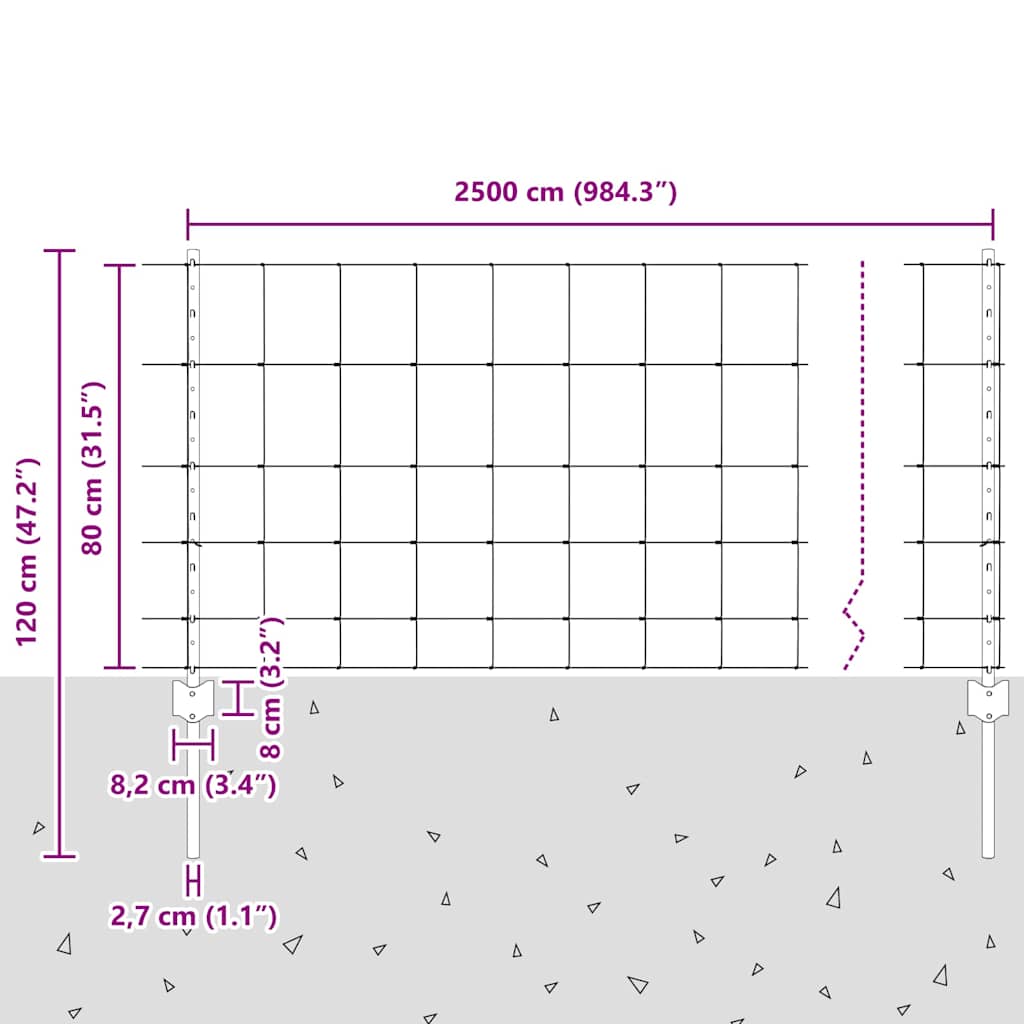 Divlja Ograde s Stupovima 50 x 0,8 m (Š x V)