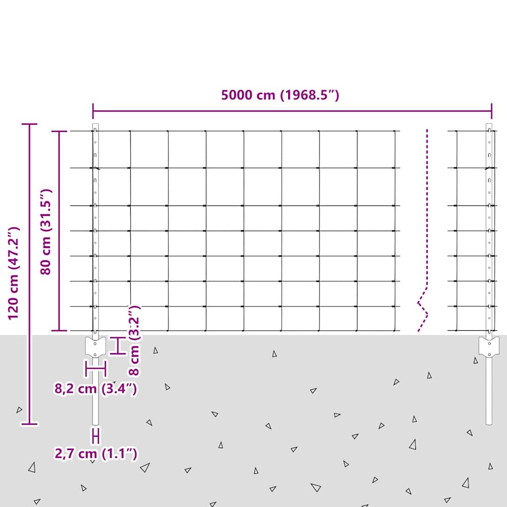 Divlja Ograde s Stupovima 50 x 0,8 m (Š x V)