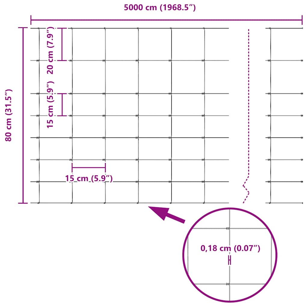 Divlja Ograde s Stupovima 50 x 0,8 m (Š x V)