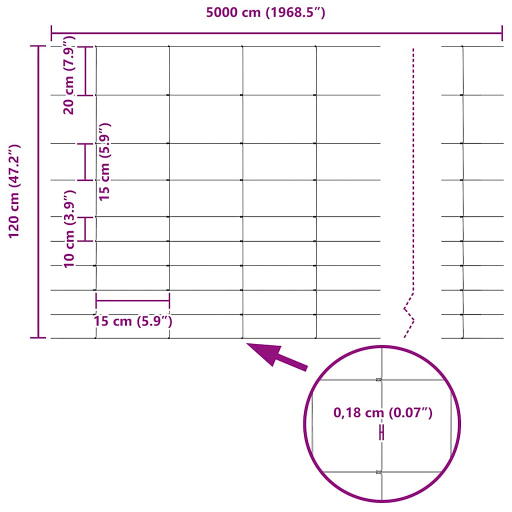 Divlja Ograde s Stupovima 50 x 1,2 m (Š x V)