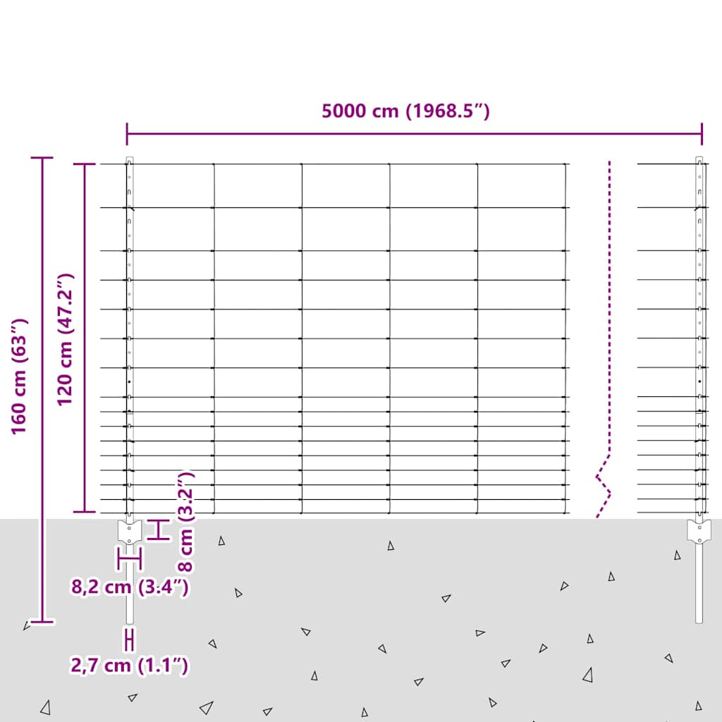Divlja Ograde s Stupovima 50 x 1,2 m (Š x V)