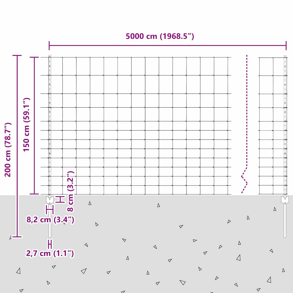Divlja Ograde s Stupovima 50 x 1,5 m (Š x V)