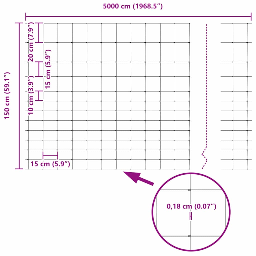 Divlja Ograde s Stupovima 50 x 1,5 m (Š x V)