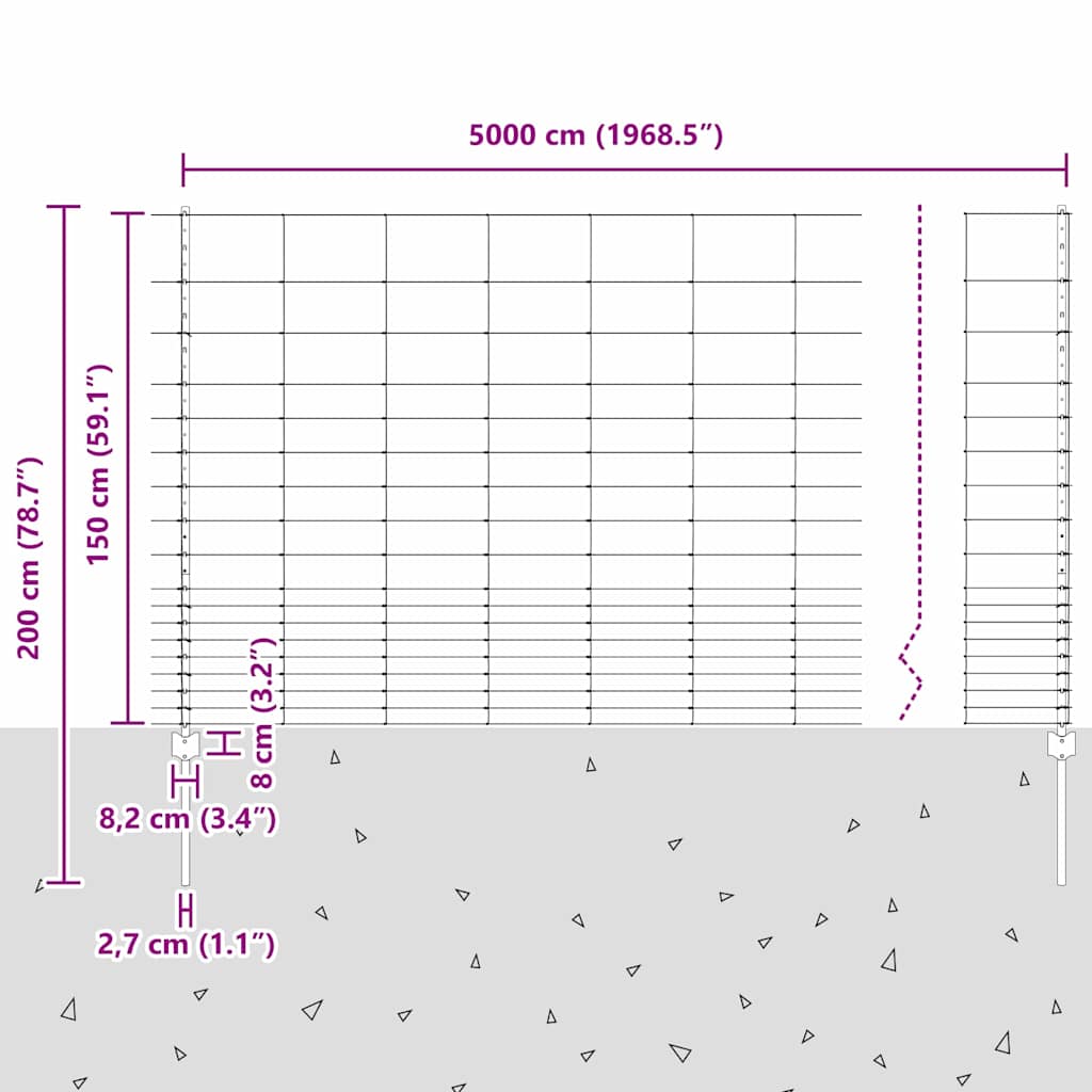 Divlja Ograde s Stupovima 50 x 1,5 m (Š x V)