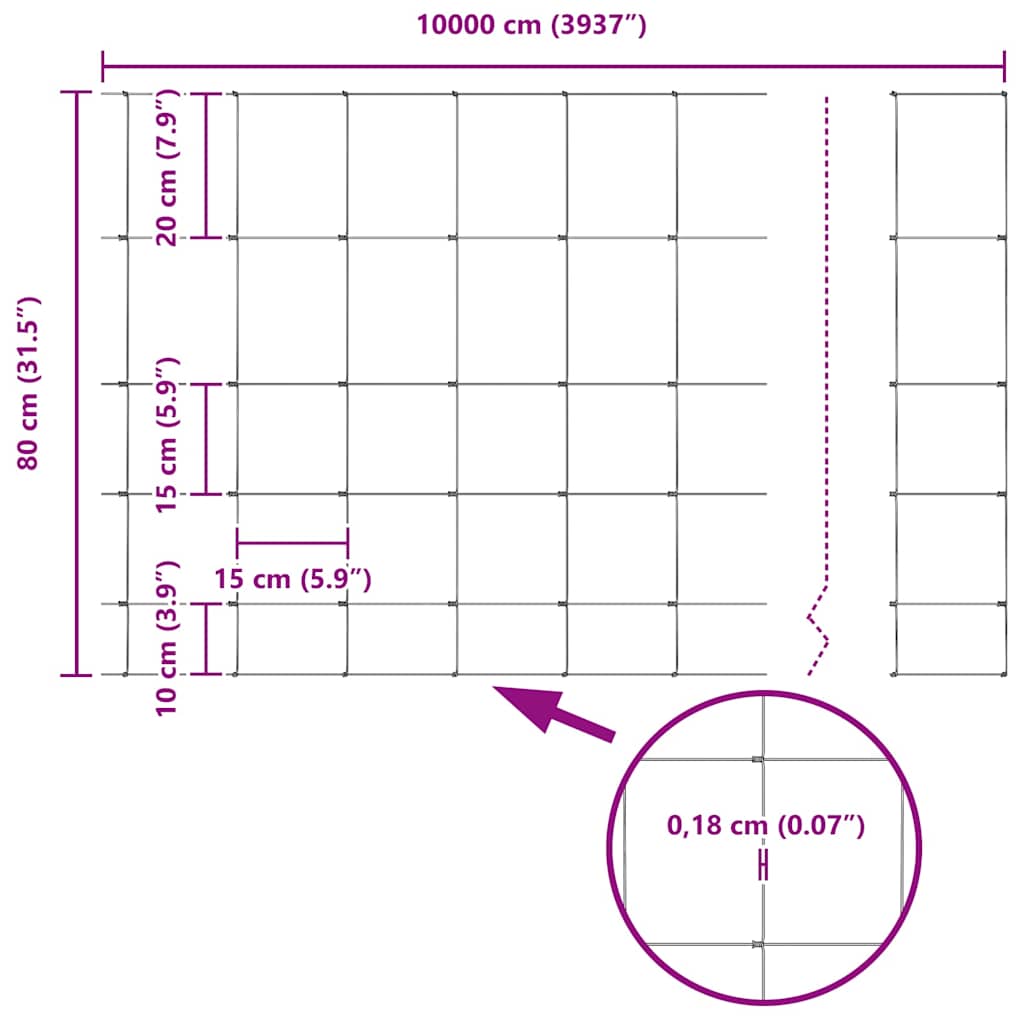 Divlja Ograde s Stupovima 100 x 0,8 m (Š x V)
