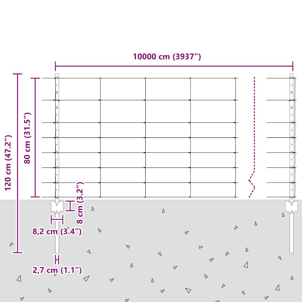 Divlja Ograde s Stupovima 100 x 0,8 m (Š x V)