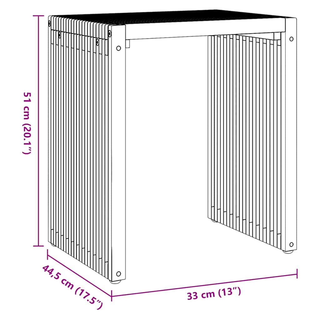 Vrtni bočni stol 3 pcs Smeđa 33 x 44,5 x 51 cm Čvrsto teak drvo