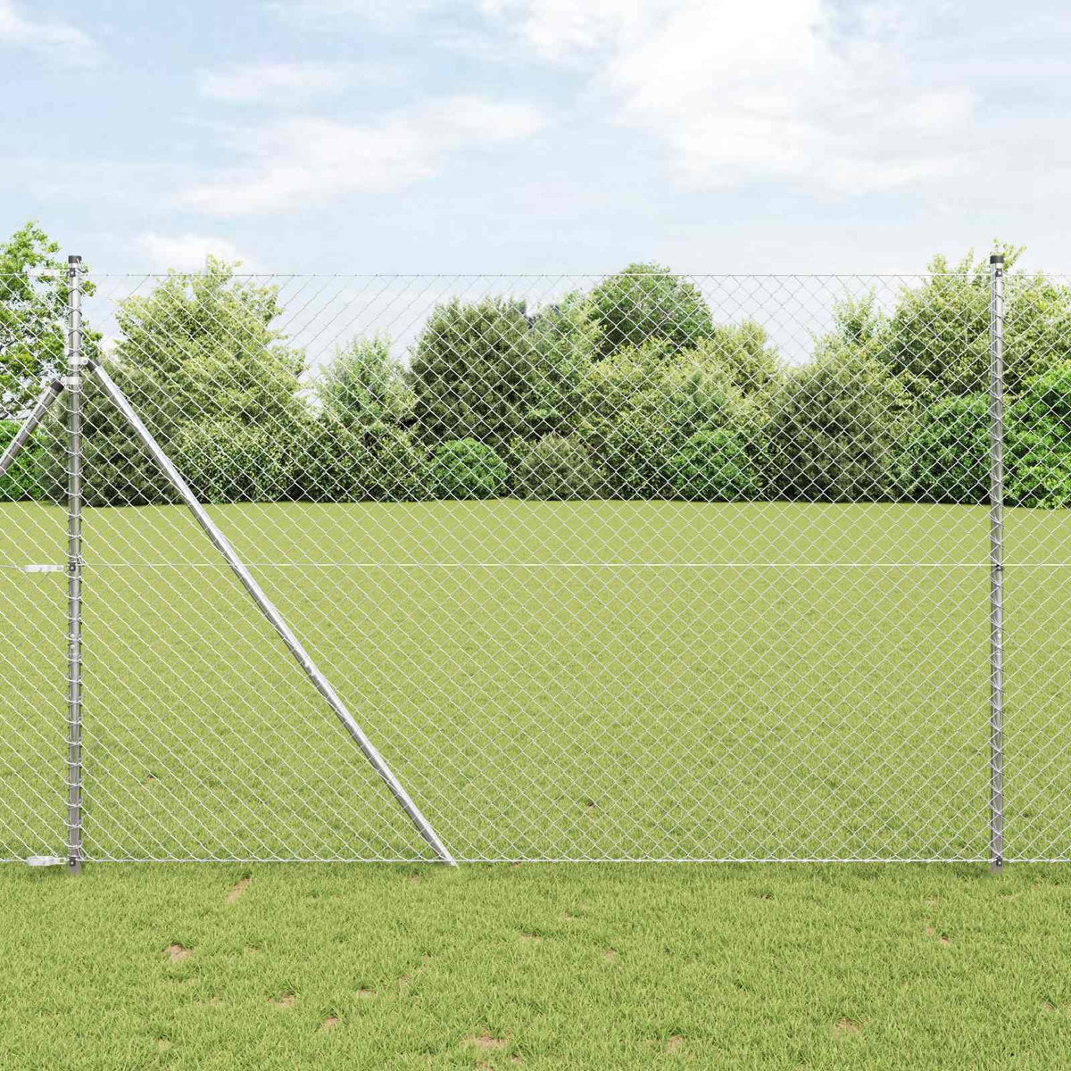 Ograda od lančane veze 10 x 1,5 m Pocinčani čelik Srebrna