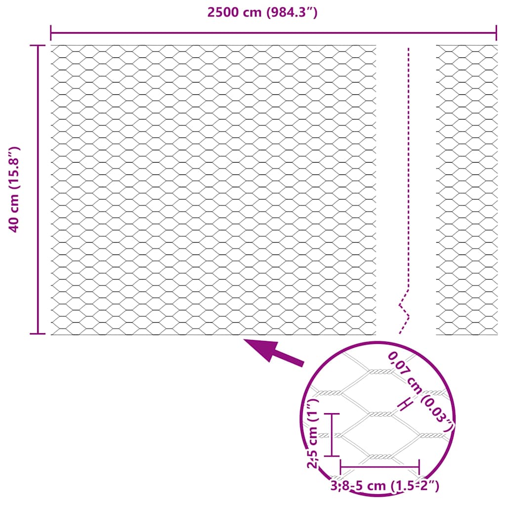 Heksagonalna ograda Zelena 0,4 x 25 m PVC