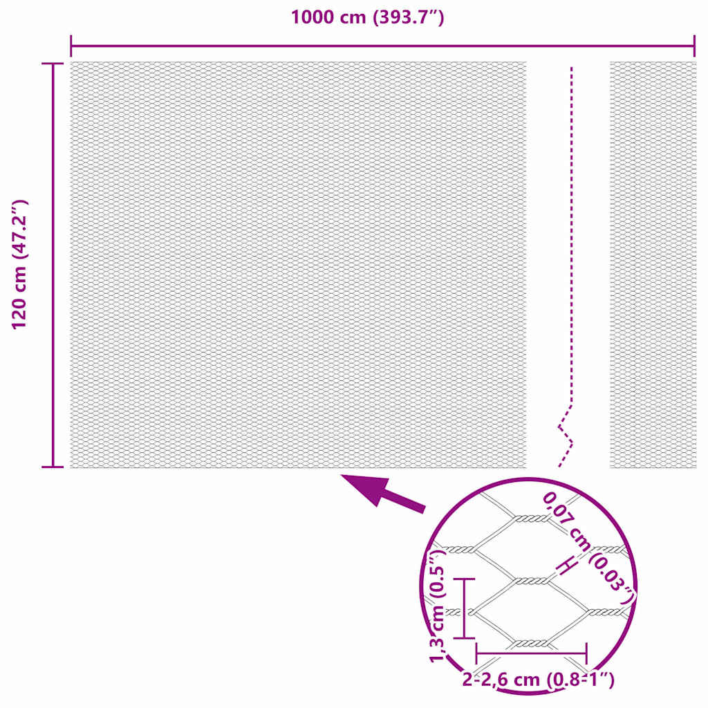 Heksagonalna ograda Siva 1,2 x 10 m PVC