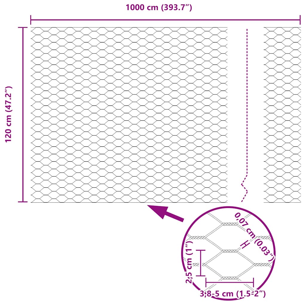 Heksagonalna ograda Siva 1,2 x 10 m PVC