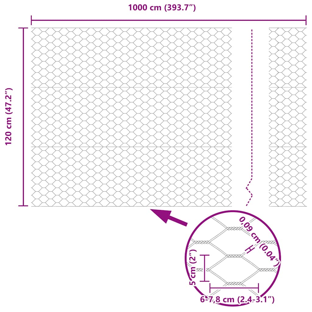 Heksagonalna ograda Siva 1,2 x 10 m PVC