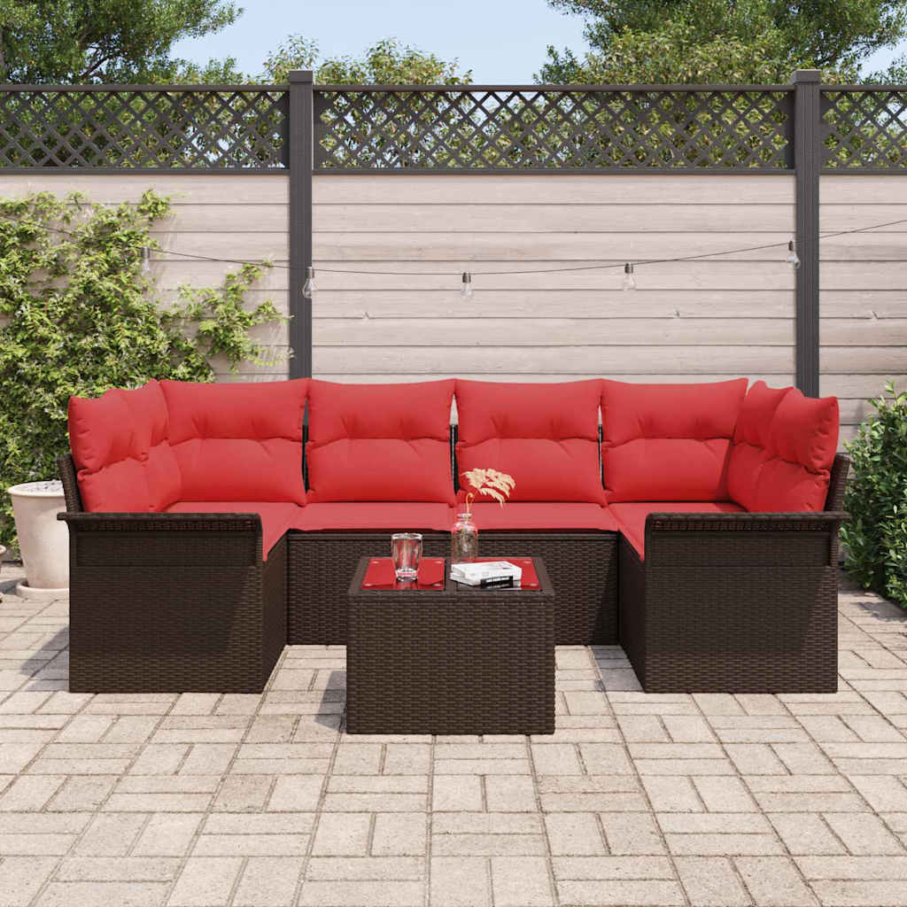 Sjedeća garnitura za vrt 7 kom. Smeđa poliratan 234 x 132,5 x 85 cm