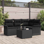 Sjedeća garnitura za vrt 5 kom. Crna poliratan 187,5 x 132,5 x 85 cm
