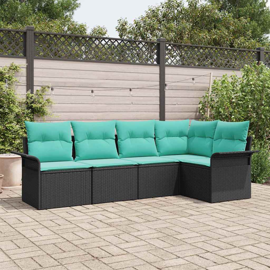 Sjedeća garnitura za vrt 5 kom. Crna poliratan 242,5 x 132,5 x 85 cm