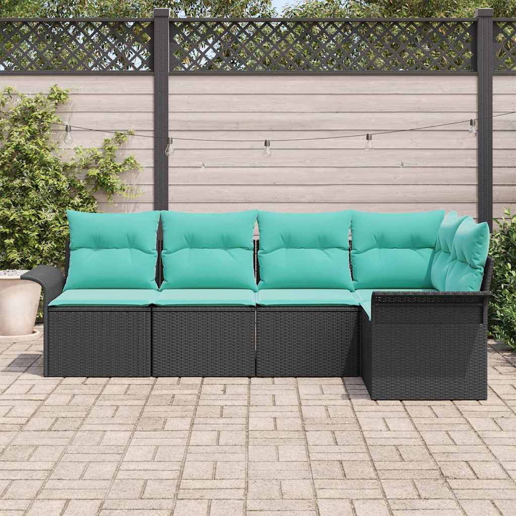 Sjedeća garnitura za vrt 5 kom. Crna poliratan 242,5 x 132,5 x 85 cm