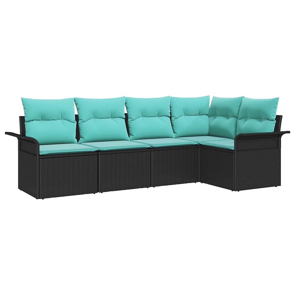 Sjedeća garnitura za vrt 5 kom. Crna poliratan 242,5 x 132,5 x 85 cm
