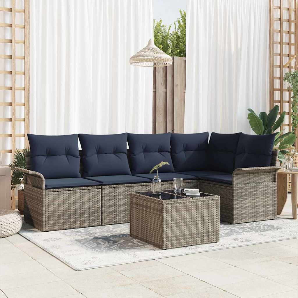 Sjedeća garnitura za vrt 6 kom. Siva poliratan 242,5 x 132,5 x 85 cm