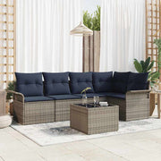 Sjedeća garnitura za vrt 6 kom. Siva poliratan 242,5 x 132,5 x 85 cm