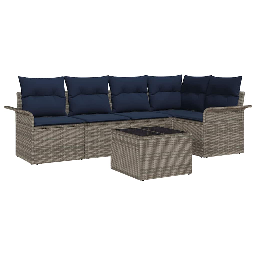 Sjedeća garnitura za vrt 6 kom. Siva poliratan 242,5 x 132,5 x 85 cm