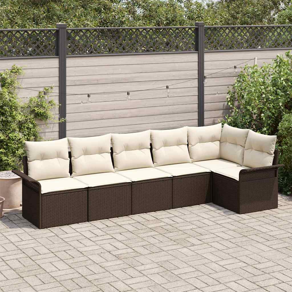 Sjedeća garnitura za vrt 6 kom. Smeđa poliratan 297,5 x 132,5 x 85 cm