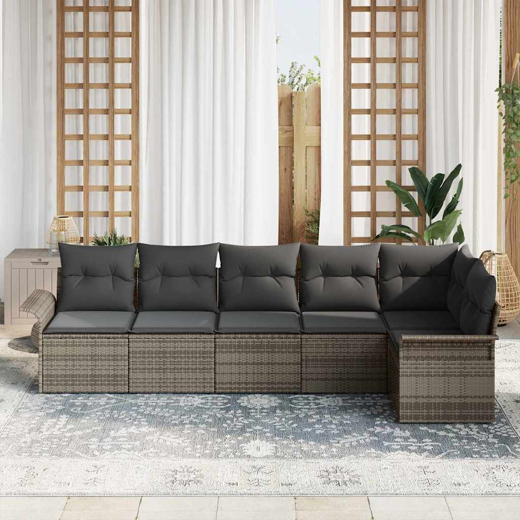 Sjedeća garnitura za vrt 6 kom. Siva poliratan 297,5 x 132,5 x 85 cm