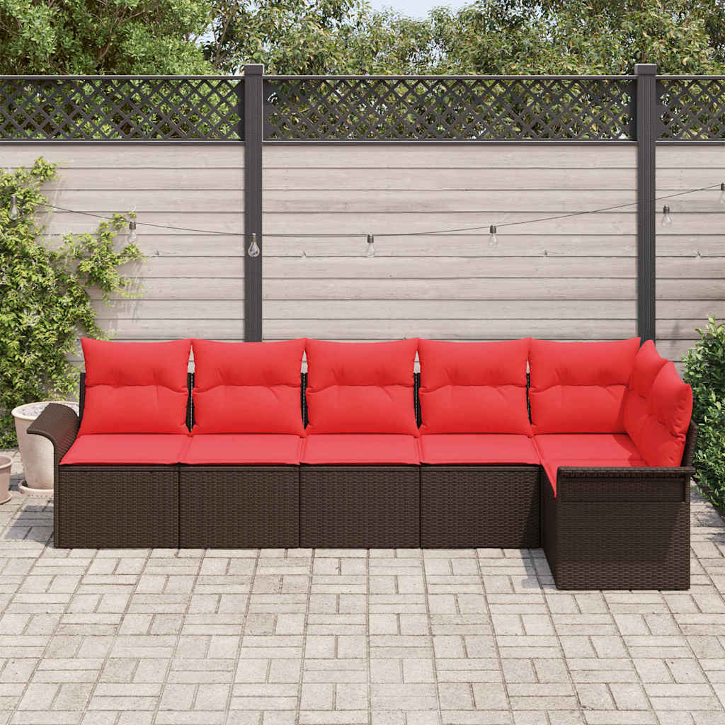 Sjedeća garnitura za vrt 6 kom. Smeđa poliratan 297,5 x 132,5 x 85 cm
