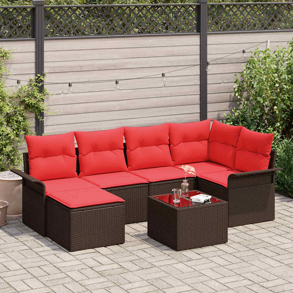 Sjedeća garnitura za vrt 7 kom. Smeđa poliratan 242,5 x 132,5 x 85 cm
