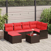 Sjedeća garnitura za vrt 7 kom. Smeđa poliratan 242,5 x 132,5 x 85 cm
