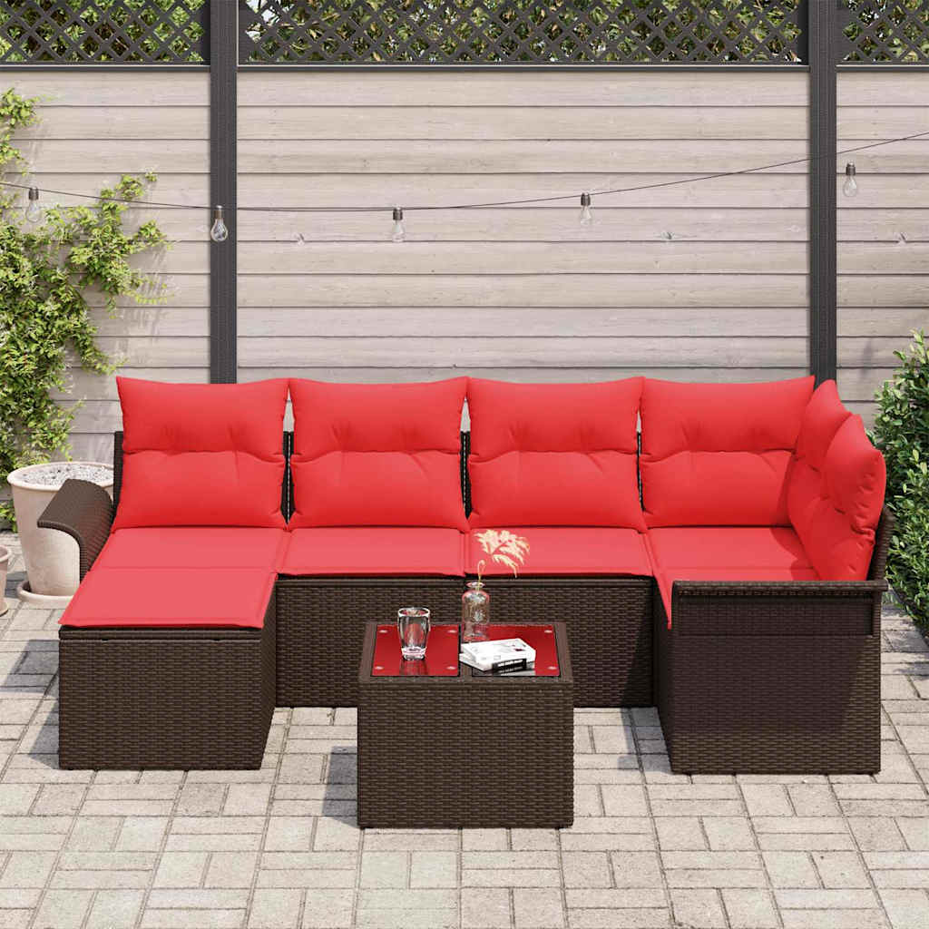 Sjedeća garnitura za vrt 7 kom. Smeđa poliratan 242,5 x 132,5 x 85 cm