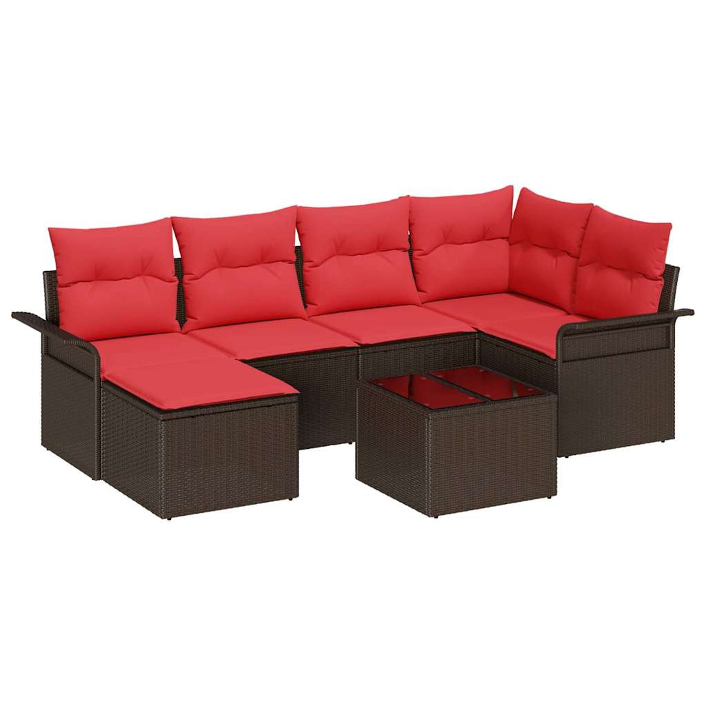 Sjedeća garnitura za vrt 7 kom. Smeđa poliratan 242,5 x 132,5 x 85 cm