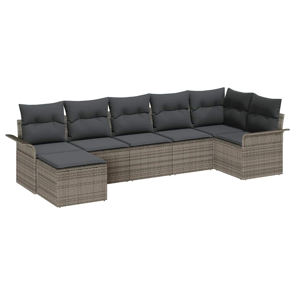 Sjedeća garnitura za vrt 7 kom. Siva poliratan 297,5 x 132,5 x 85 cm