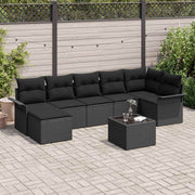 Sjedeća garnitura za vrt 8 kom. Crna poliratan 297 x 132.5 x 85 cm