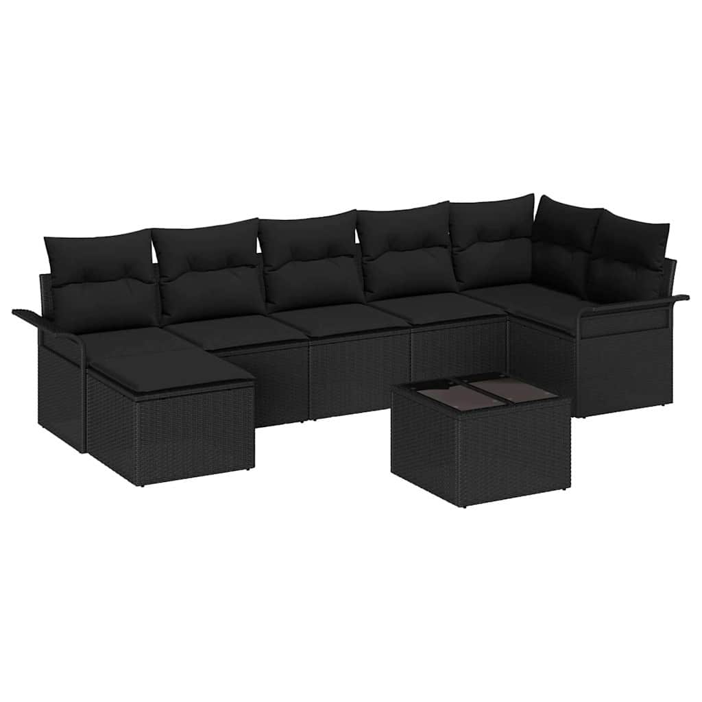 Sjedeća garnitura za vrt 8 kom. Crna poliratan 297 x 132.5 x 85 cm