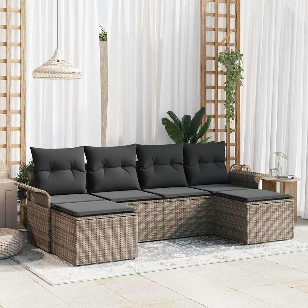 Sjedeća garnitura za vrt 6 kom. Siva poliratan 251 x 117 x 85 cm